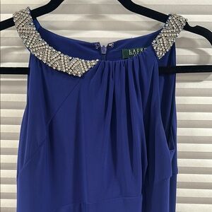 Elegant Blue Evening Gown with Silver Accents